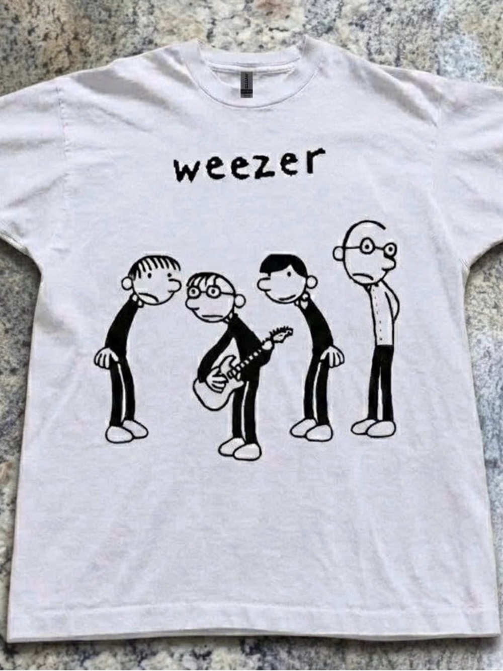 Gildan White Weezer Cartoon Band Tee